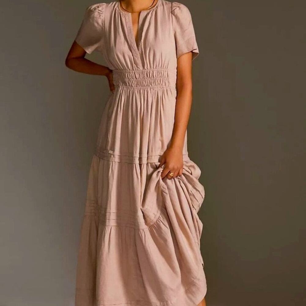 Anthropologie The Somerset Maxi Dress Linen Edition NWT Large